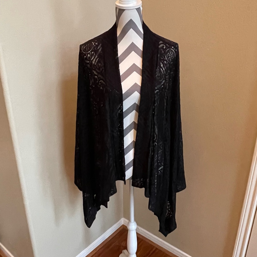 L&B Black Lace Cardigan - Size: Large